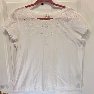 LC Lauren Conrad XL White Embroidered Top EUC